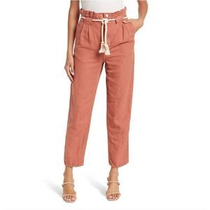 Veronica Beard Karter Pleated Crop Pants Women's Sz 4 Brown Drawstring Closure